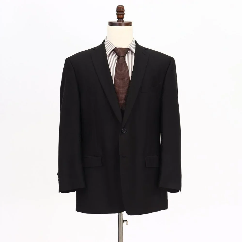 Calvin Klein 50R Black Solid 2-Button Sport Coat Blazer Jacket P380
